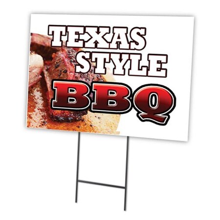 Signmission Texas Style Bbq Yard Sign & Stake outdoor plastic coroplast window, C-1216 Texas Style BBQ C-1216 Texas Style BBQ